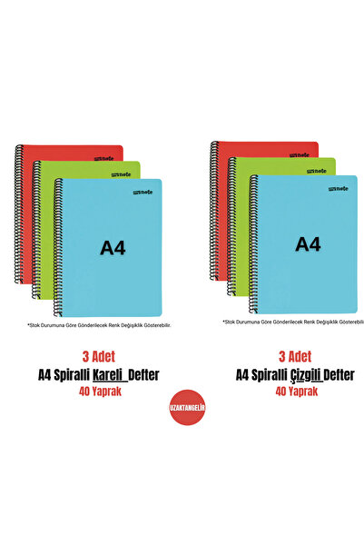 uzaktangelir مجموعة دفاتر ملاحظات Mynote A4 40 ورقة بغلاف بلاستيكي حلزوني مسط...