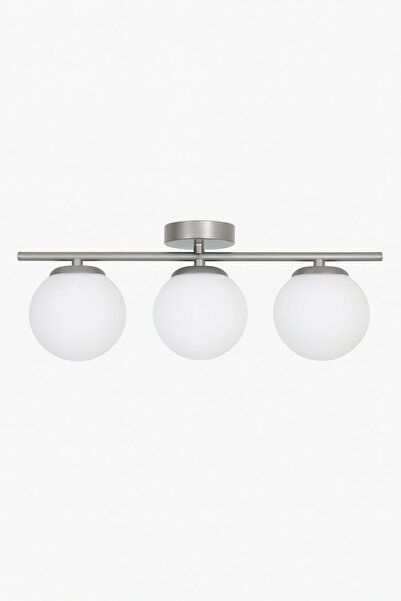 Modavize Nika Modern Salon - Mutfak - Yatak Odası Gri Renk Beyaz Cam Modern 3 Lü Avize