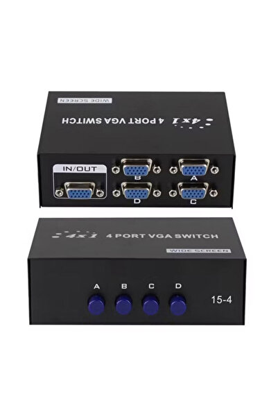 Leonpro Vga Switch Çoklayıcı anahtarlı manuel vga Çoğaltıcı 4 Port 4 Kasa 1 Ekran