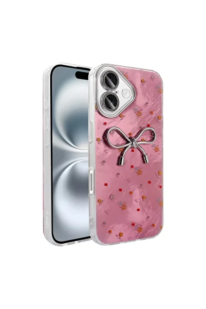MRCİLETİSİM iPhone 16 Plus Case with Camera Protection, Colorful Polka Dot Figure, Pink Cover Ponti