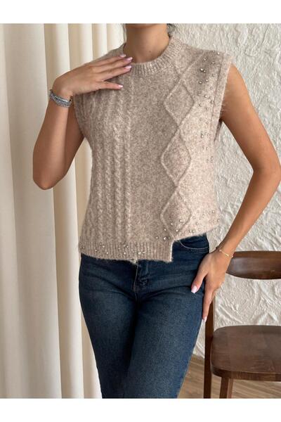 yeditepe fashion Braided Stone Most Knitwear Sweater Stone