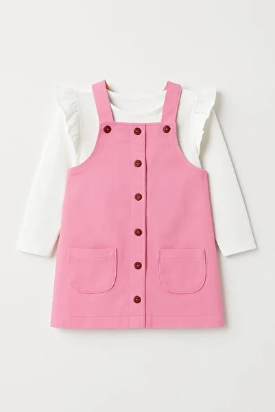 LUESS Girl's Ruffle Blouse and Pink Gilet Set for Ages 1-5