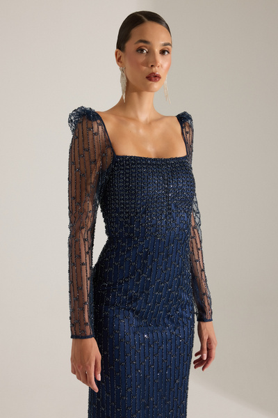 BETTY & SAM PATRIZIA LACİVERT ELBİSE