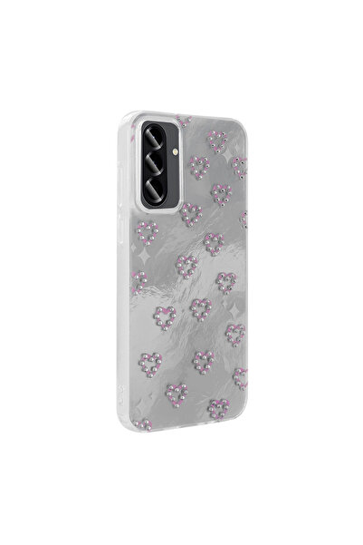 MRCİLETİSİM Samsung Galaxy A36 Case with Camera Protection, Colorful Heart Figure, White Cover Ponti