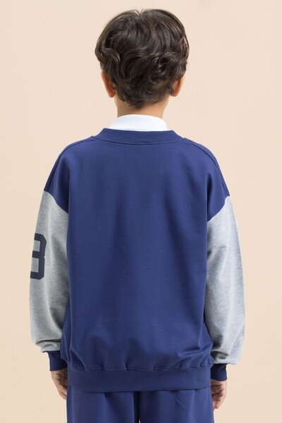 Cansın Mini Navy Blue Boy's College Cardigan 21494