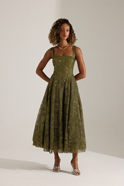 BETTY & SAM JUSTINA LOTTE HAKİ ELBİSE