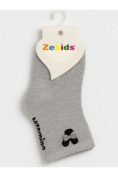 Zekids Момичешки памучни чорапи с панделка от плат с пчелна пита