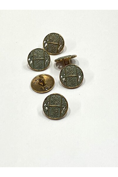 karantuhafiye Antik Gold Floor / Metal Button / 1.8 cm / Set of 6 / (M09089)/ Lemon Mold