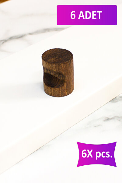 merbiles 6 Adet Notched Ahşap Düğme Kulp Modern Çekmece Dolap Kulpu Tek Delik...