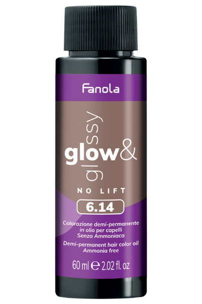 Fanola Toner de Par 6.14 Demi-permanent – ​​Blond Clar Închis Cenușiu-Cupru, Fără Gălbui, Lucios 60ml –