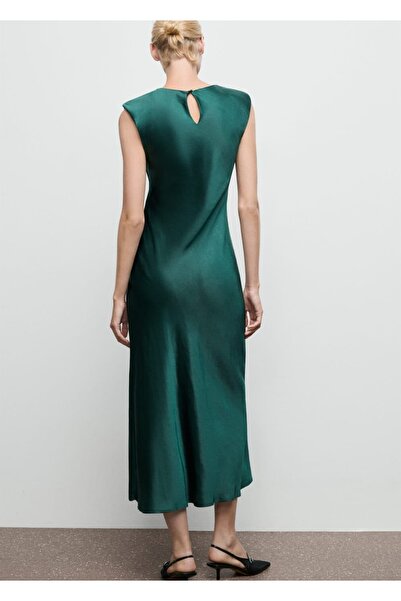 MANGO Woman Saten dar kesim elbise