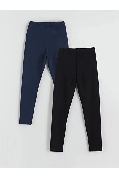 LC Waikiki Girls' Leggings with Elastic Waistband, Pack of 2 (W5)