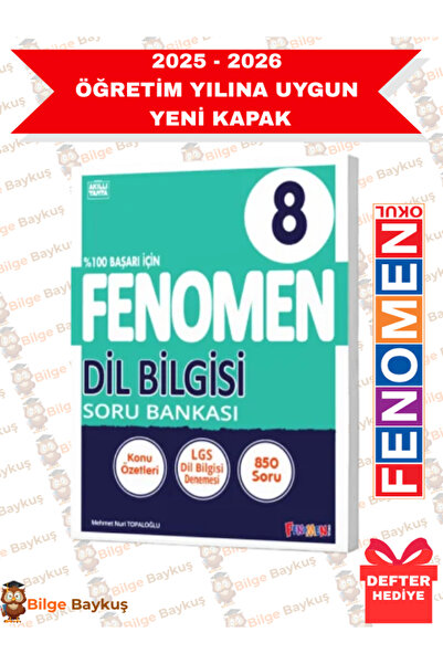 Fenomen Yayıncılık 8.Sınıf Dil Bilgisi Soru Bankası - Yeni Müfredat + Defter Hediye