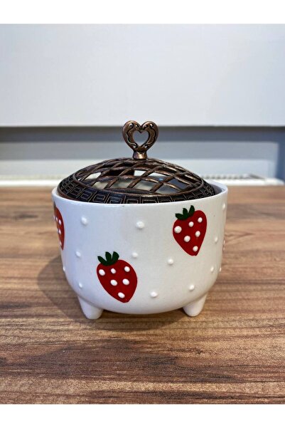 ColorCraft CİLEK DESENLi EL YAPIMI SERAMİK ÇAY, KAHVE SETİ 2 ADET BARDAK TAKI...