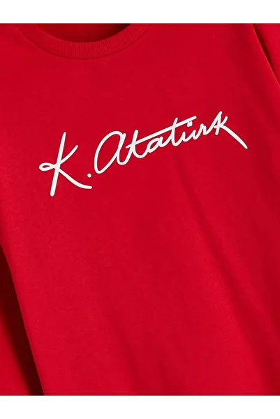 LC Waikiki Lcw Kids Crew Neck Atatürk Signature Printed Boys' Sweatshirt (W5)