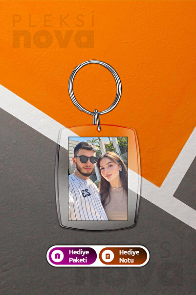 Pleksinova Kişiye Özel Şeffaf Fotoğraflı Anahtarlık Sevgiliye Hediye Arkadaşa Hediye - Çift Taraflı