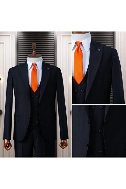 Genel Markalar Takım Elbise İtalyan Kesim Yelekli Siyah SD4995