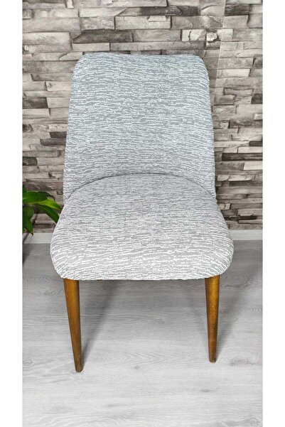 UzHome Büyük Oval sandalye kılıfı Jakar kumaş krem Rengi