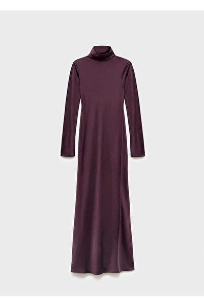 MANGO Woman Yüksek yakalı saten elbise