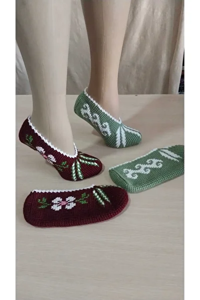 Papatyam 2 Pieces of Hand Knitted Dowry Tunisian Handmade Booties/Tunisian Handmade Booties/Handmade Booties/Knitted Booties/Tunisian/Handmade/Bundle