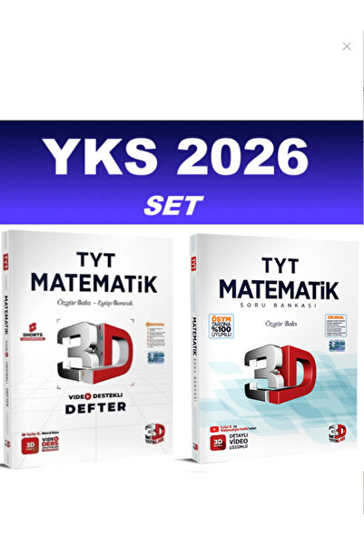 3D Yayınları 2026 TYT Matematik Video Destekli Defter - Soru Bankası Seti 3D Yayınları