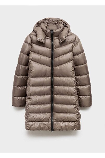 MANGO Woman Kapüşonlu midi kapitone anorak