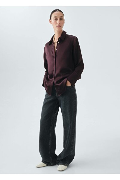 MANGO Woman %100 saten ipek gömlek