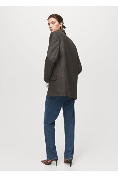 MANGO Woman Mikro kazayağı desenli yün blazer ceket