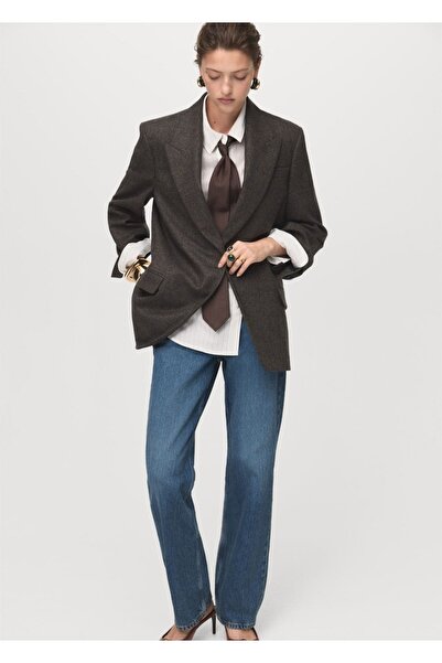 MANGO Woman Mikro kazayağı desenli yün blazer ceket