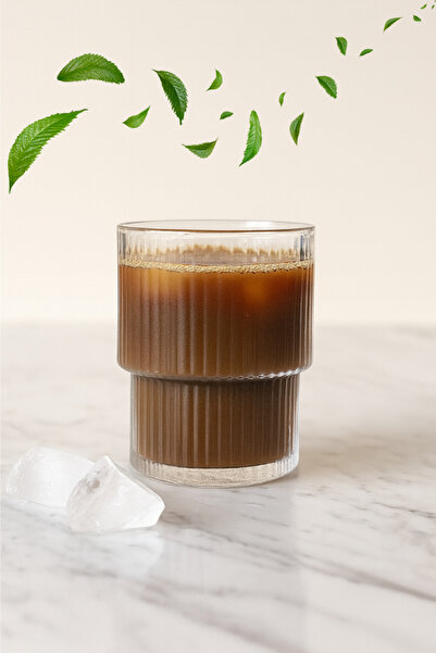 EVİMDM Mini Çizgili Cam Bardak – 7 cm