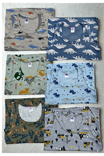 Stars Underwear Boy's Undershirt 6 Pieces/Patterned Color Cotton Patterned Flexible Does Not Cause Sweating