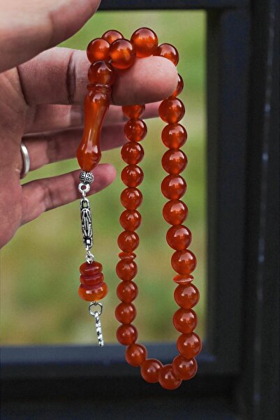 Atolyezone سبحة من الخرز البرتقالي المصقول على شكل كرة