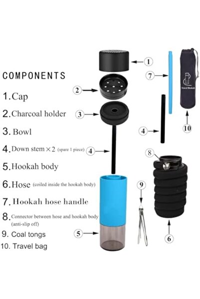 TERRION Mini Hookah Set Portable Hookah Cup With Everything, Unique Concept Hookah To Go for Single Person