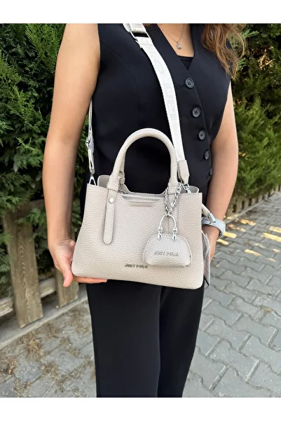 Just Polo Original Women's Stone New Season 3-Compartment Soft Leather Stylish Hand and Shoulder Bag with Adjustable Strap
