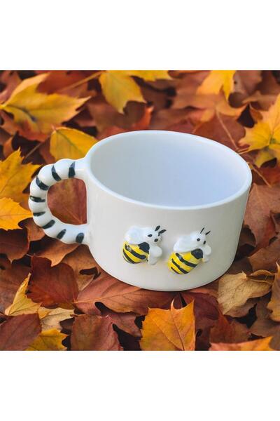 DDHANDMADE Handmade Ceramic Tea Coffee Cup Turkish Coffee Cup Bee Mug Gift Dowry
