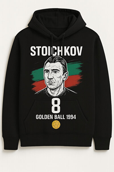 CLASSY.MODA Hanorac Stoichkov Golden Ball 1994 – Hanorac cu glugă, legenda fotbalului, imprimare digitală cu 3 fire