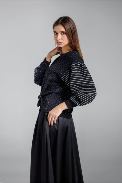 RVL Quilted blouse with puff sleeves