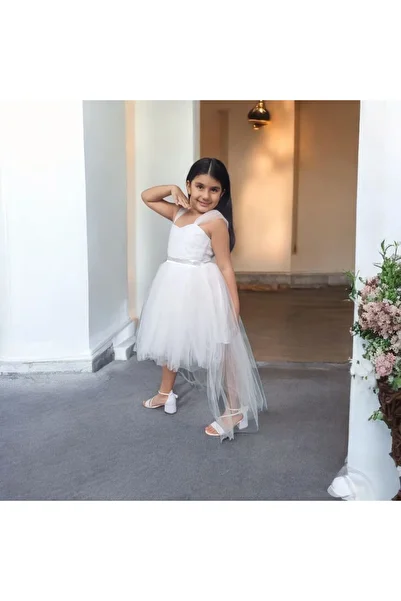 Ahsenimbebe Heart Necklace Tulle Straps Girl's Prom Dress