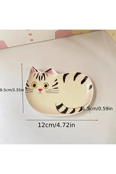 esdekor Two Piece Set Japanese Illustration Cat Dishes Kitten Series Seasoning Dishes