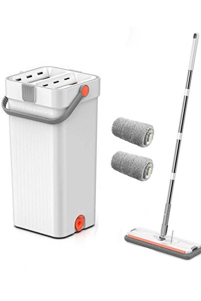 Generic Festive Gallery Flat Mop and Bucket with Wringer Set, Hands Free washing Flat Floor Mop and Bucket,