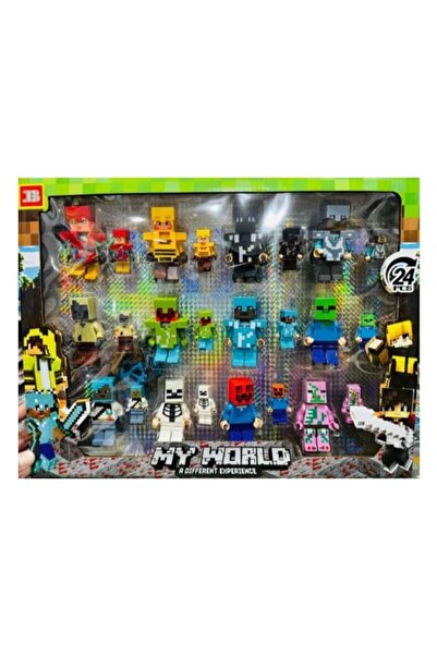 MASHASHOP Set 24 Robots, Minecraft Type, Multicolor, 5 cm - 8 cm