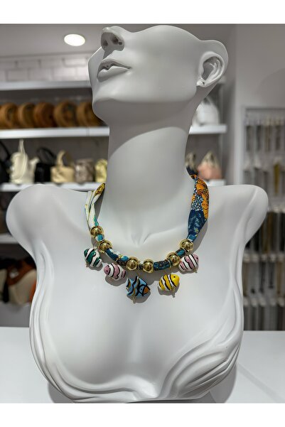 My Violet Accesssories ÇELİK CHARMLI FULAR KOLYE