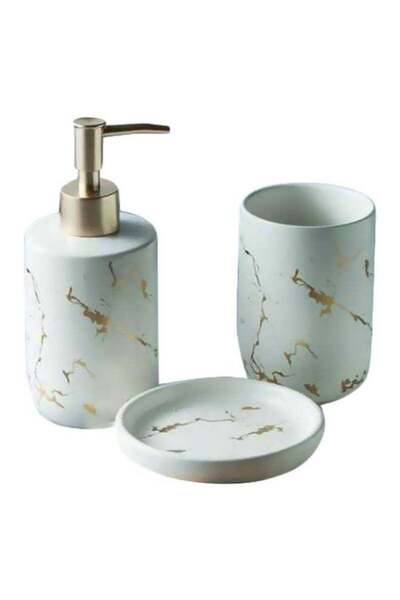 Generic Ceramic Bathroom Accessory Set White/Gold/Silver 10.5x7.8cm