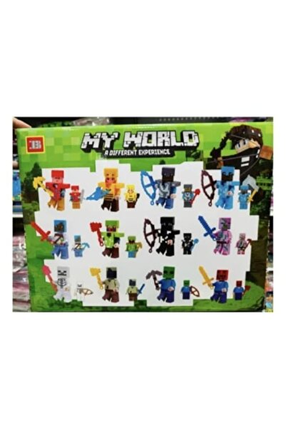 MASHASHOP Set 24 Robots, Minecraft Type, Multicolor, 5 cm - 8 cm