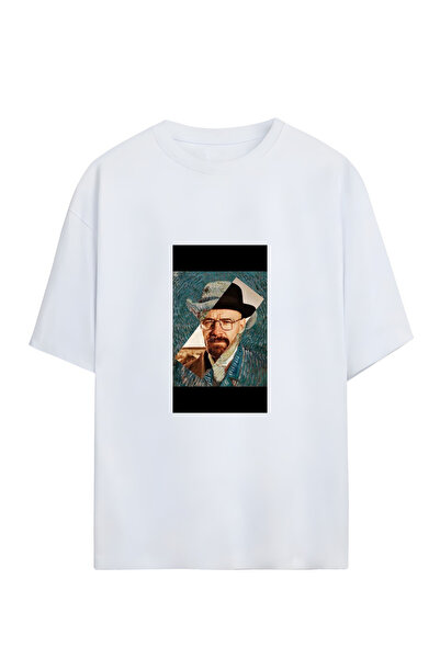 GraffTee تي شيرت وولتر وايت للجنسين من القطن ذو حجم كبير