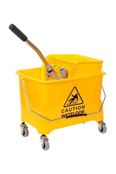 Generic Mop Bucket With Wheel And Wringer Yellow 20Liters