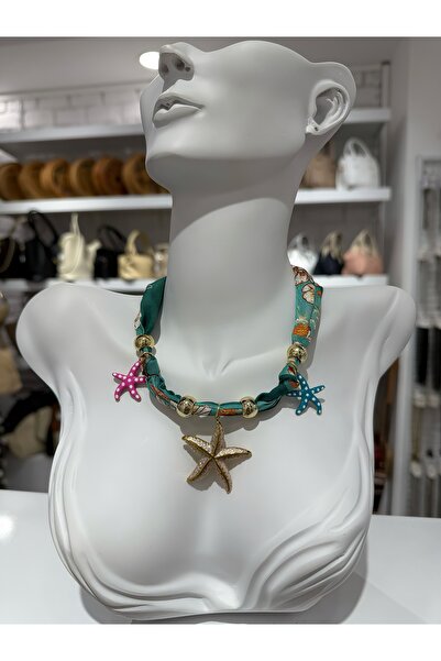 My Violet Accesssories ÇELİK CHARMLI FULAR KOLYE