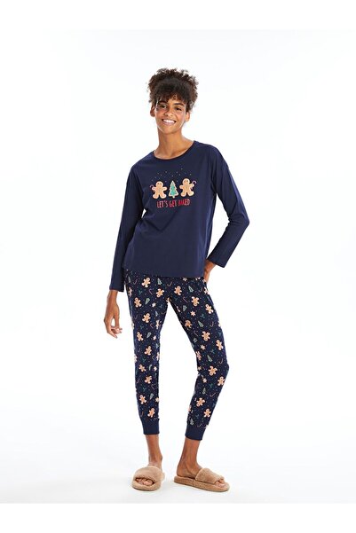 LC Waikiki Bisiklet Yaka Baskılı Kadın Pijama Takımı