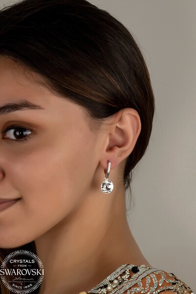 Swaroski Women's White Dangle Silver Earrings with Zirconia Crystal Stone |   Elegant and Dynamic White Earrings