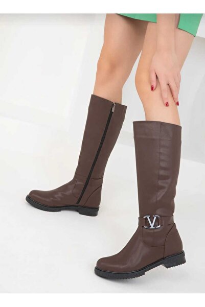 DYG STORE Aci Brown Style Buckle Women's Boots 200703